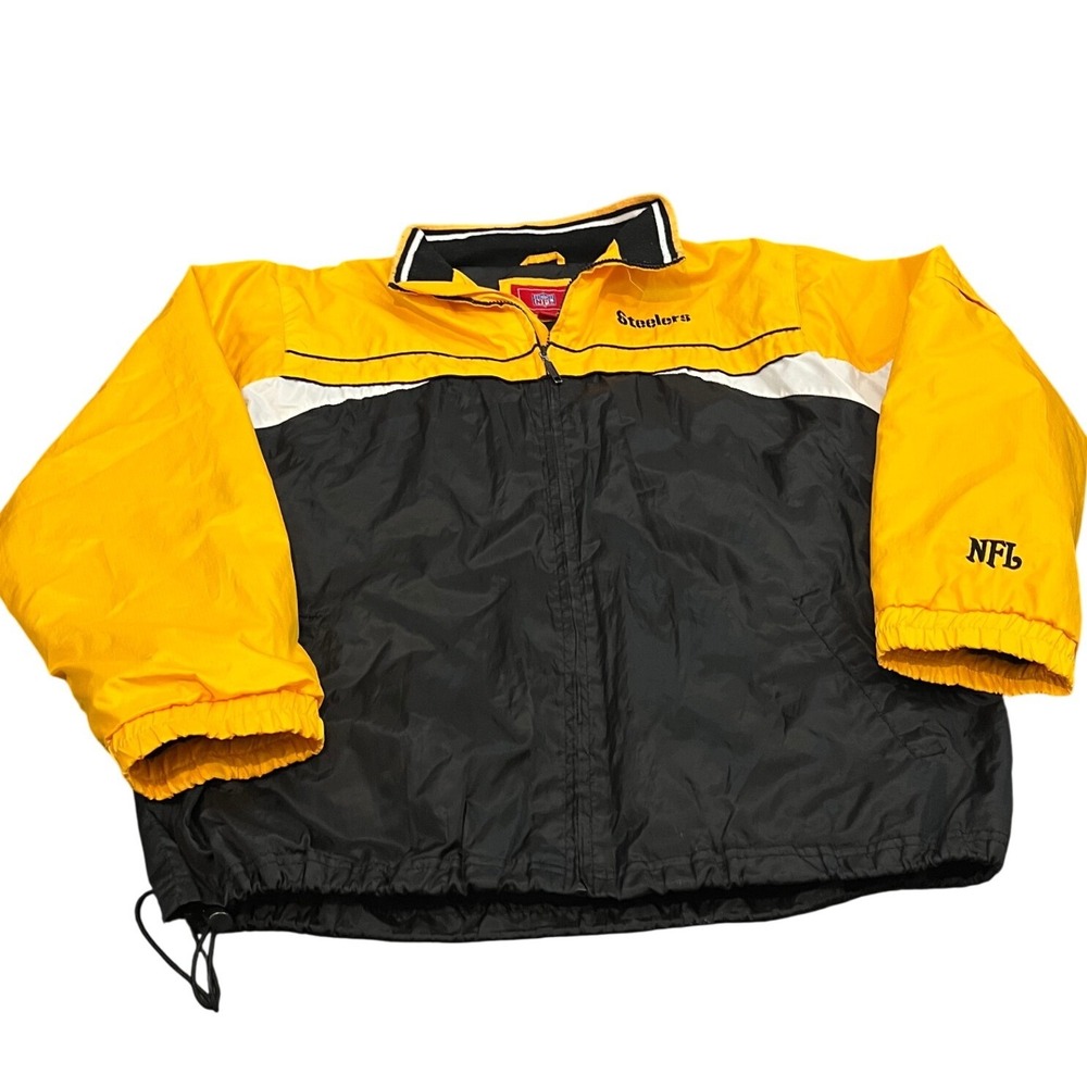 NFL Pittsburgh Steelers Jacket Mens M Yellow Black Full Zip Windbreaker Logo